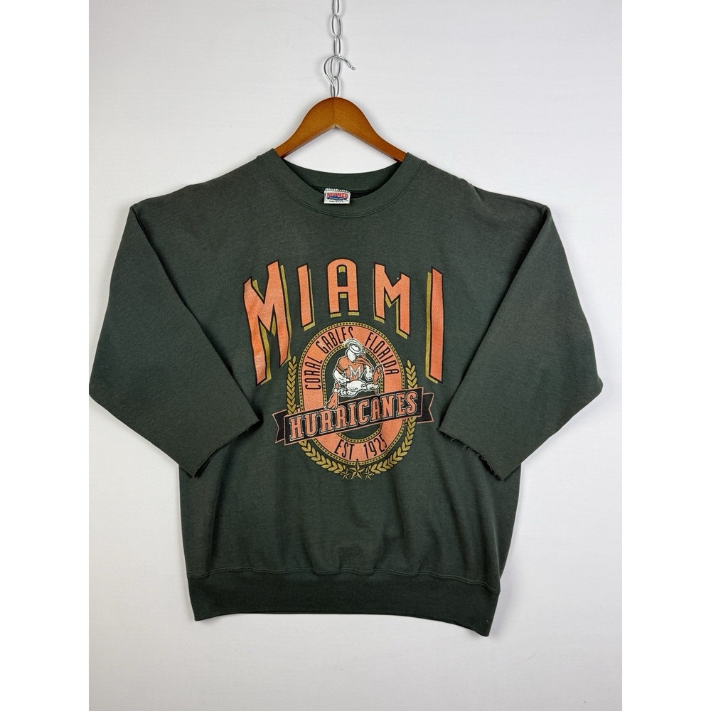 Vintage 90s Miami Hurricanes Sweatshirt Men's (XL) Nutmeg Mills Crewneck NCAA